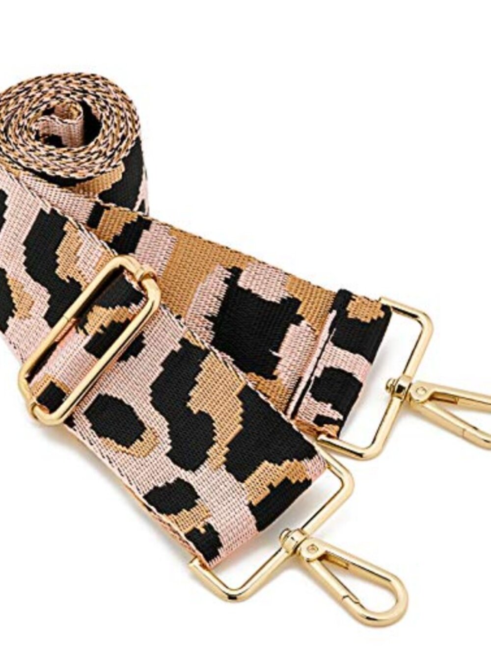 Adjustable Woven Crossbody Bag Strap with Gold Buckle for Handbags